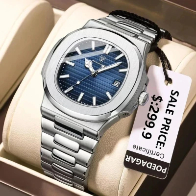 Poedagar 613 Business Quartz Luxury Stainless Steel Watch for Men